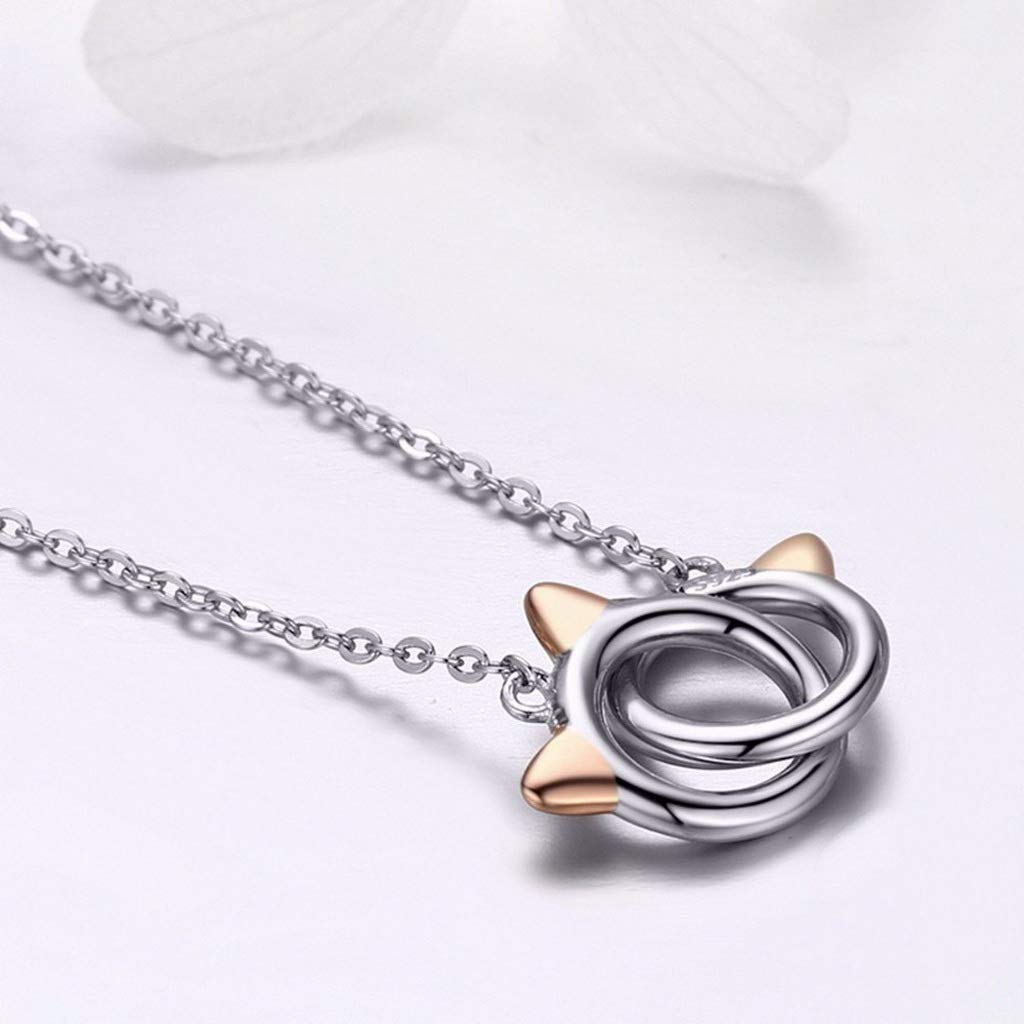 PAHALA 925 Sterling Silver Cat Handcuffs Cute Pendant Necklace