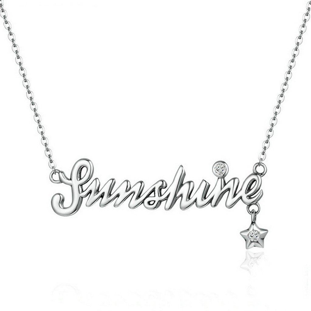 PAHALA 925 Sterling Silver Sunshine with Crystals Pendant Necklace