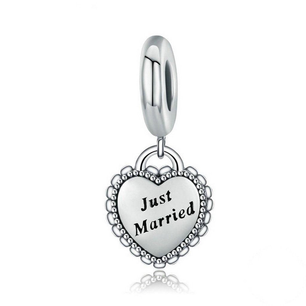 PAHALA 925 Sterling Silver Sweet Just Married Charms Beads