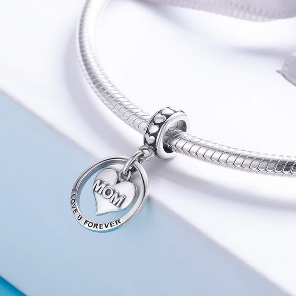 PAHALA 925 Strling Silver Mom I Love You Forever Pendant Charms