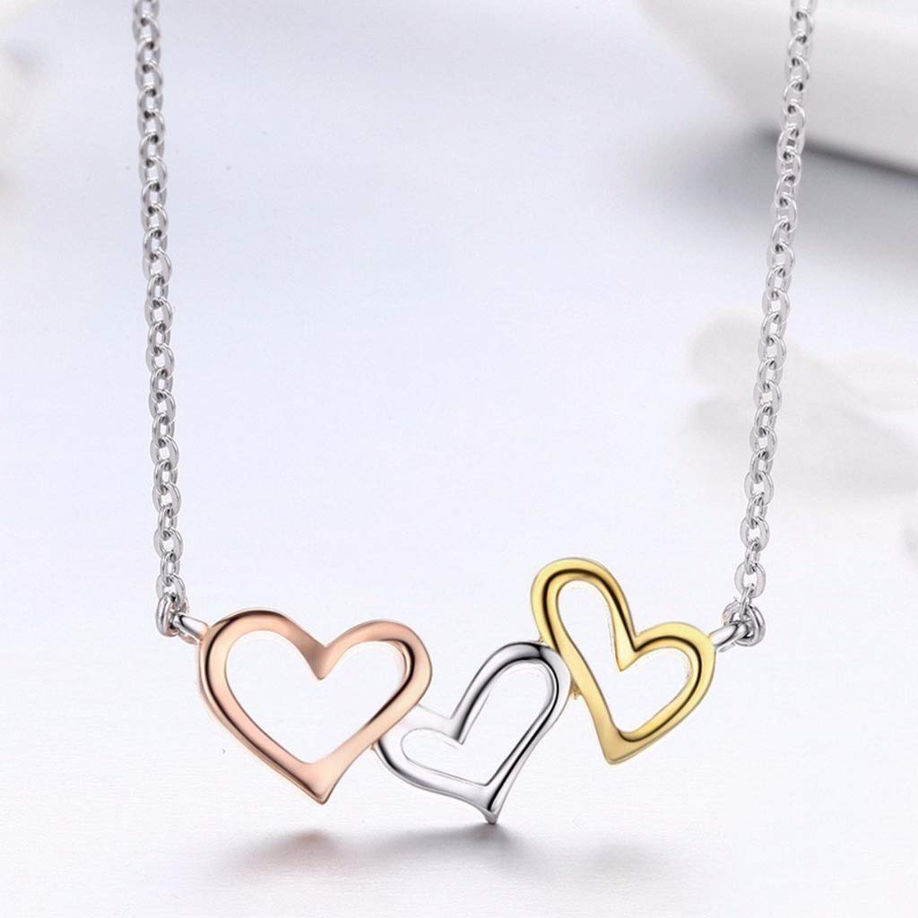 PAHALA 925 Sterling Silver Sweet Heart to Heart Pendant Necklace