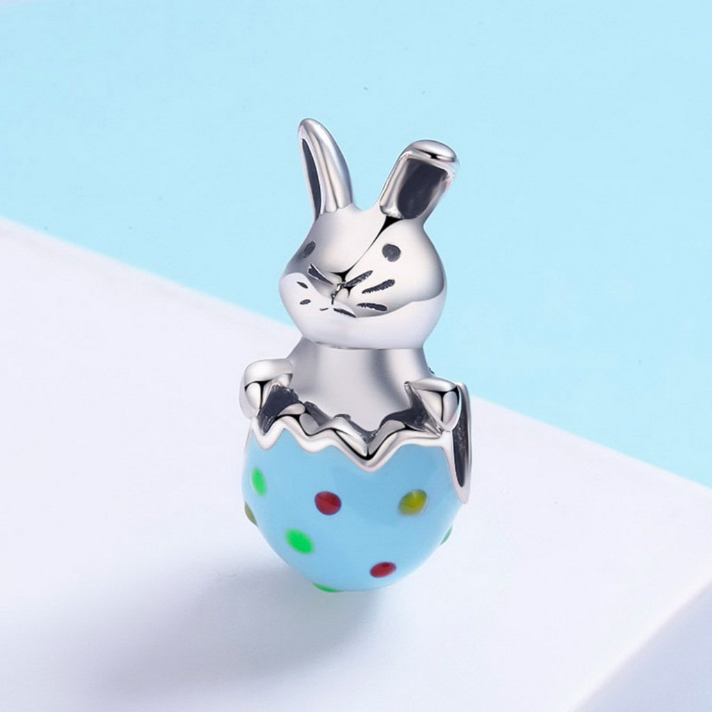 PAHALA 925 Sterling Silver Colorful Enamel Rabbit Charm Bead