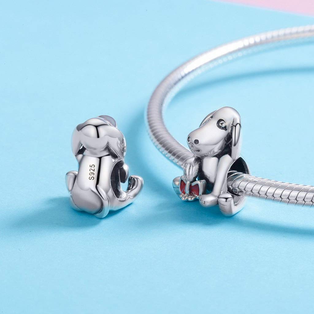 PAHALA 925 Strling Silver Dog Animal Doggy Crystal Charms