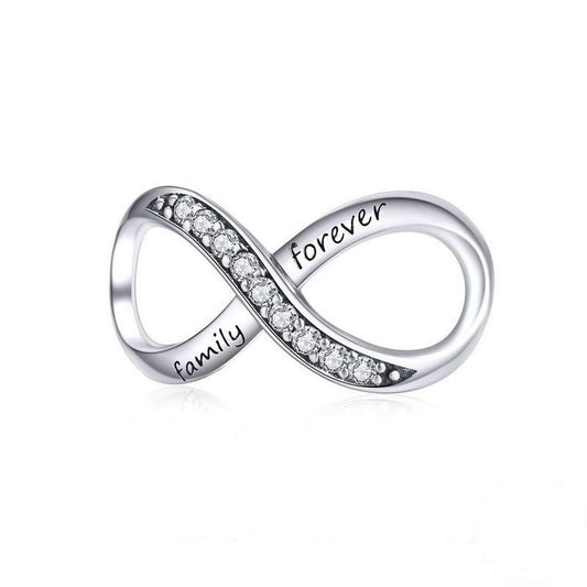 PAHALA 925 Strling Silver Lovely Infinity Family Forever Crystals Charm Bead