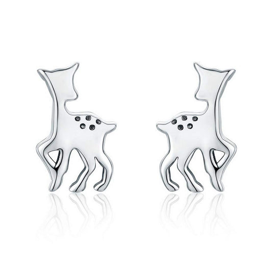 PAHALA 925 Sterling Silver Elf Deer Crystals Stud Earrings