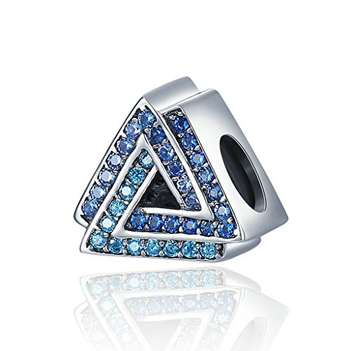PAHALA 925 Sterling Silver Triangle Gradual with Blue Crystals Charm Bead