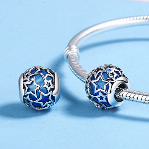 PAHALA 4 Styles 925 Sterling Silver Shimmering Star with Crystal Beads Charms