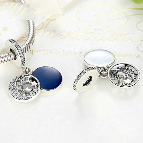 PAHALA 925 Strling Silver Blue Enamel with Star Charms Pendant Fit Bracelets Necklace
