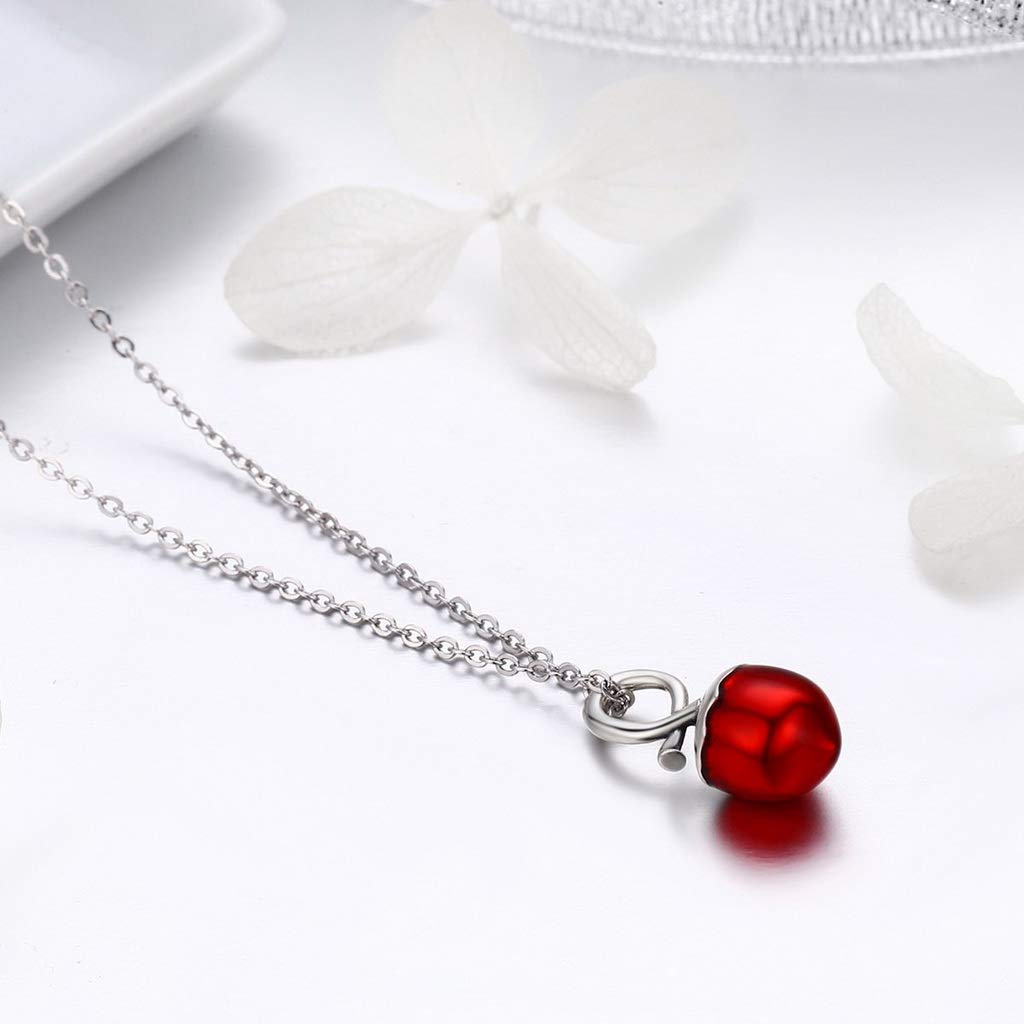 PAHALA 925 Sterling Silver Summer Red Fruit Pendant Necklace