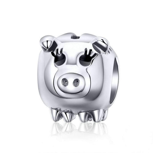 PAHALA 925 Strling Silver Pig Charms Piggy Beads Crystals Charms