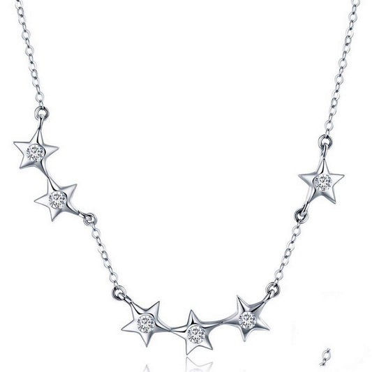 PAHALA 925 Sterling Silver Stackable Star with Crystals Pendant Necklace