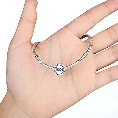 PAHALA 925 Strling Silver Hope with Crystals Charms Pendant Fit Bracelets Necklace