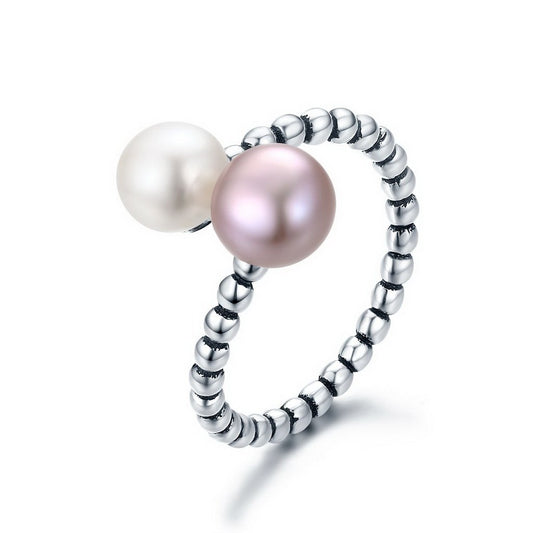 PAHALA 925 Strling Silver Freshwater Pearl Weeding Party Band Ring