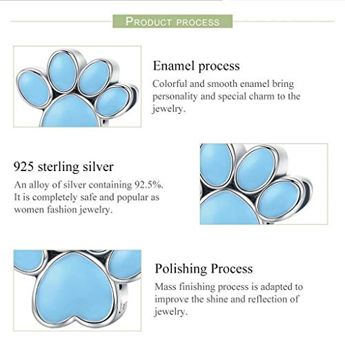 PAHALA 925 Strling Silver Lovely Dog Footprints Bones with Crystals Charm