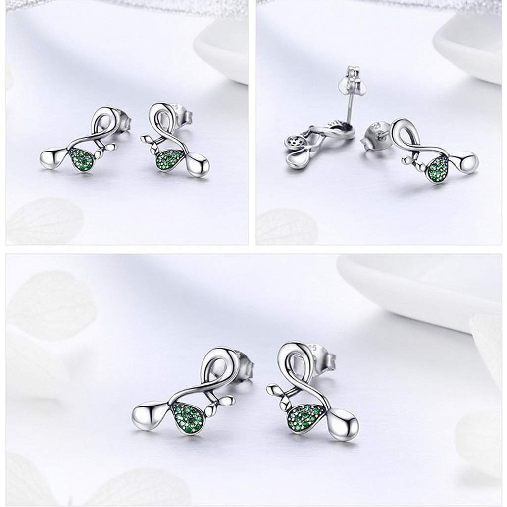 PAHALA 925 Sterling Silver Buds of Spring Green Crystals Stud Earrings