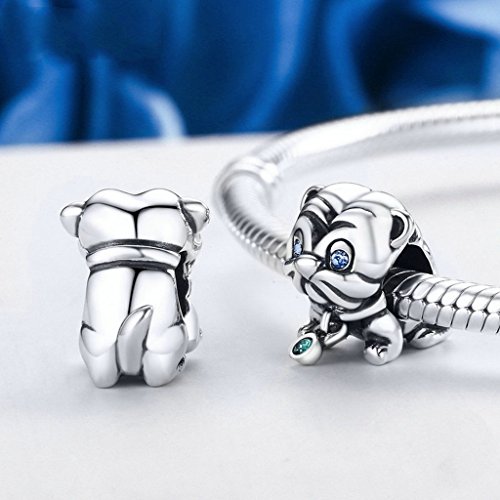 PAHALA 925 Sterling Silver Lovely Dog Animal Crystals Charms Beads