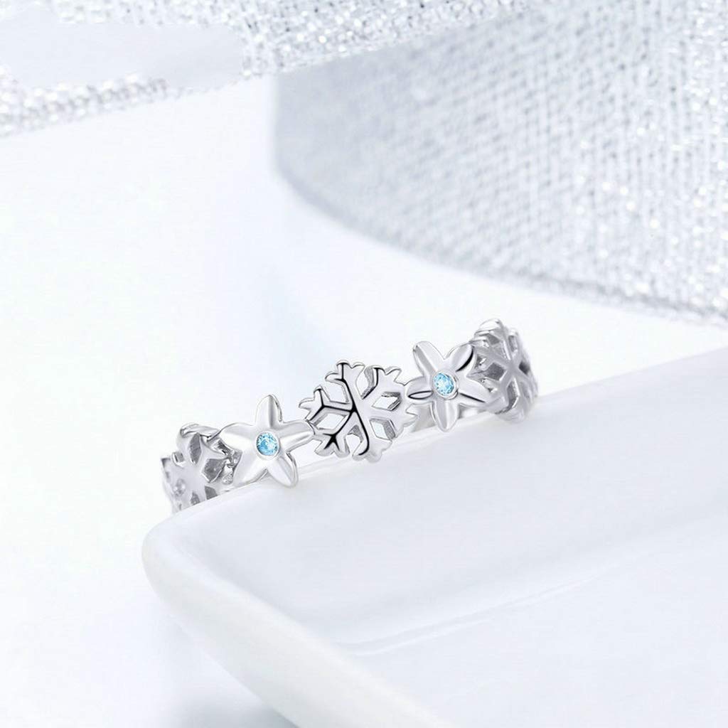 PAHALA 925 Sterling Silver Winter Snowflake Bracelets Earrings Rings Jewelry Set