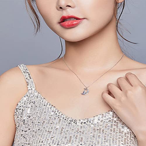 PAHALA 925 Sterling Silver Moonlight Unicorn Crystals Believe Chain Necklace Pendant Wedding Necklace