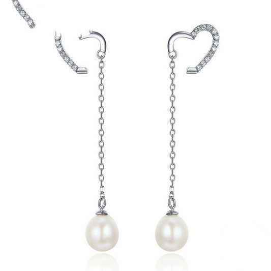 PAHALA 925 Sterling Silver Sparking Heart With Crystals Party Wedding Drop Earrings