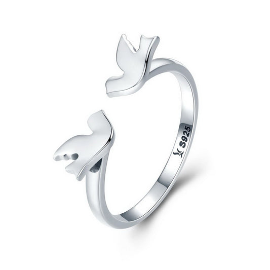 PAHALA 925 Strling Silver Love Doves Love Weeding Party Band Ring
