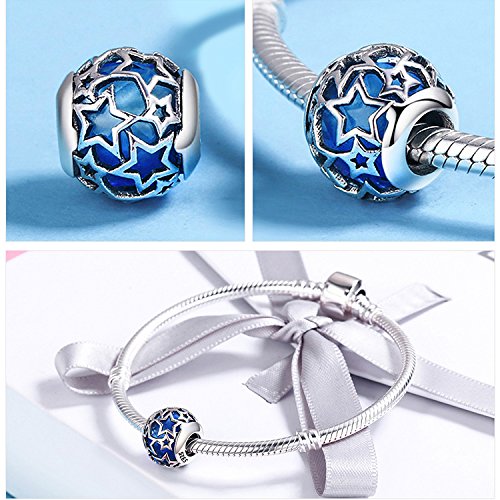 PAHALA 4 Styles 925 Sterling Silver Shimmering Star with Crystal Beads Charms