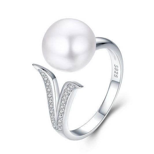 PAHALA 925 Strling Silver Dolphin Tail Crystals Weeding Party Band Ring