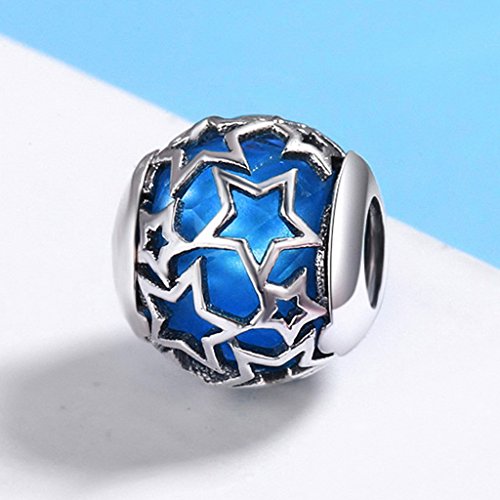 PAHALA 4 Styles 925 Sterling Silver Shimmering Star with Crystal Beads Charms