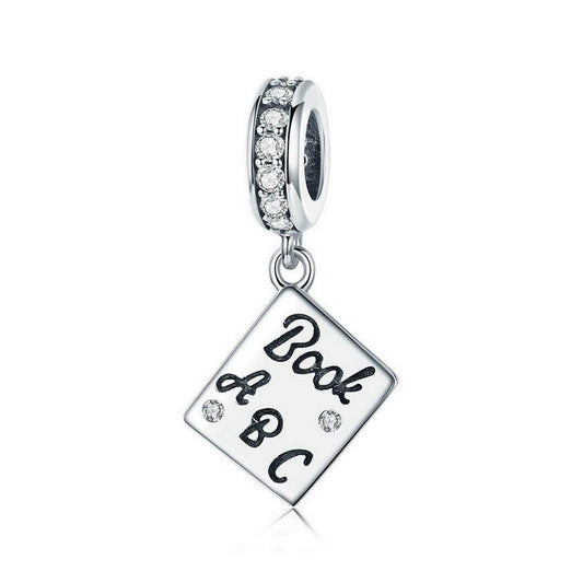 PAHALA 925 Strling Silver I Love Book with Crystals Charm Bead