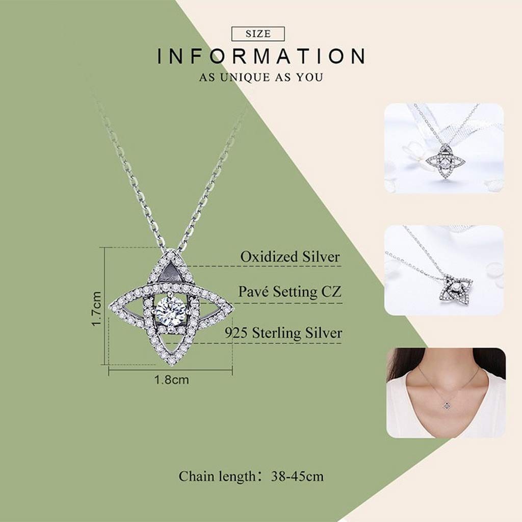 PAHALA 925 Sterling Silver Sparkling Crystal Geometric Pendant Necklace