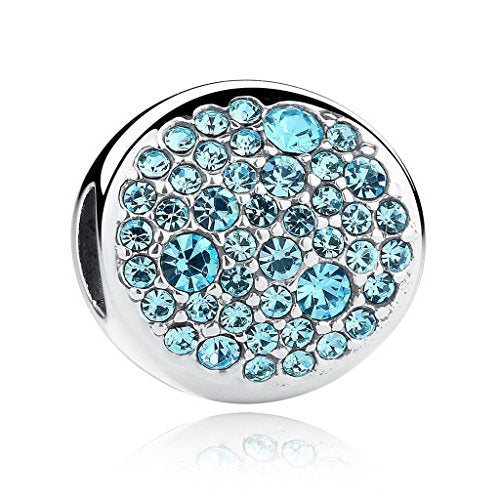 PAHALA 925 Sterling Silver Sky Blue Dream Crystals Love Charm Bead