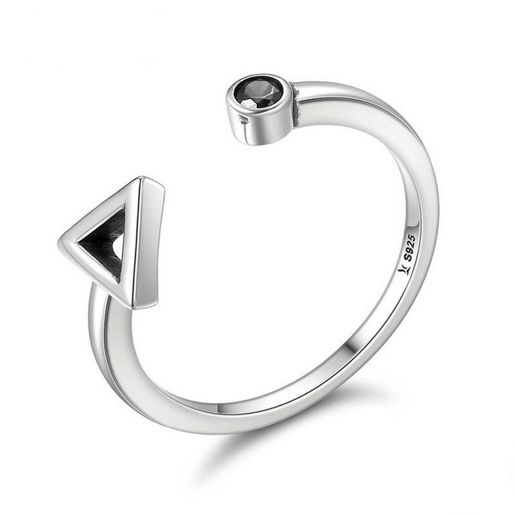PAHALA 925 Sterling Silver Tringle with Crystal Weeding Party Band Ring