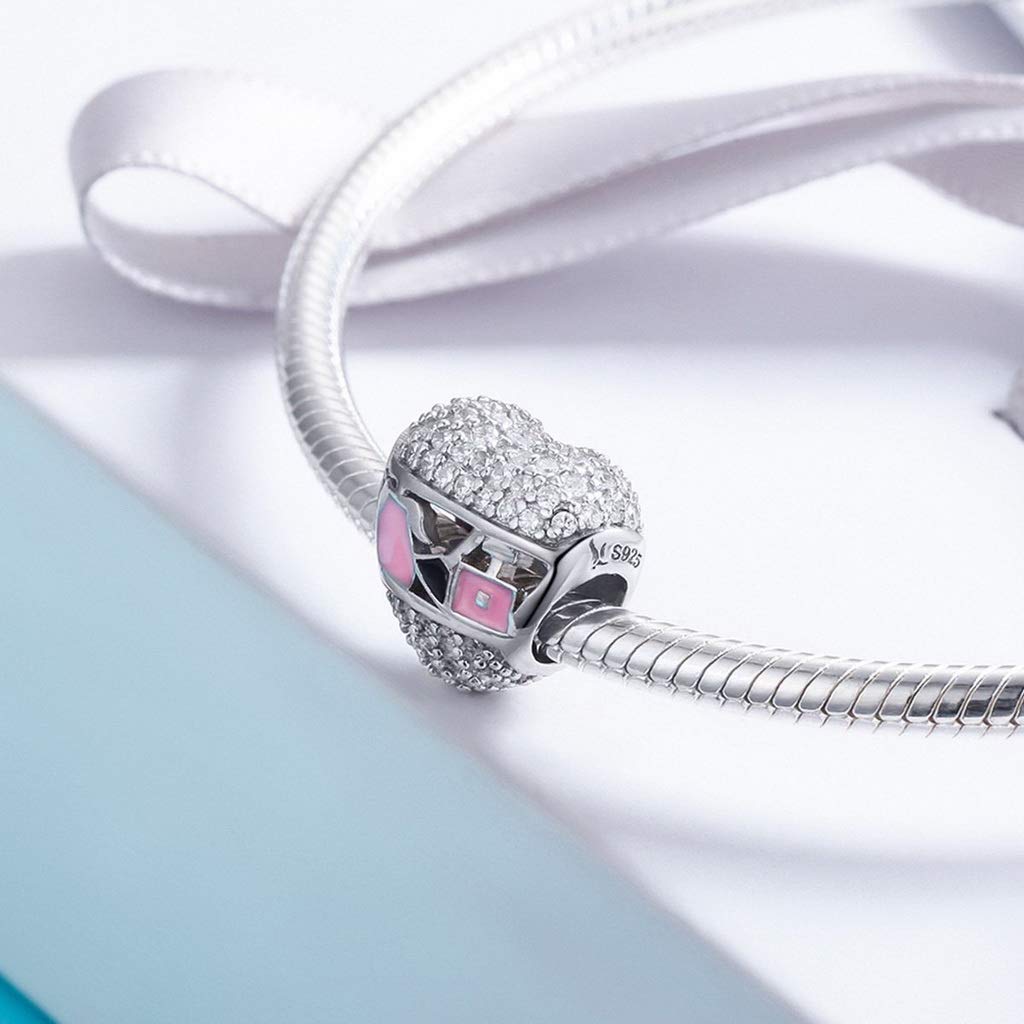 PAHALA 925 Strling Silver Cosmetic in Heart Crystal Charms