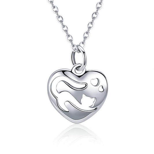 PAHALA 925 Sterling Silver I Love My Cat in Heart Pendant Necklace