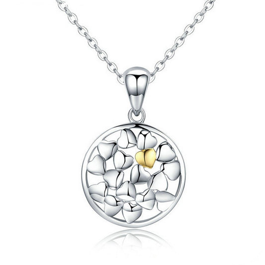 PAHALA 925 Sterling Silver Love Flowers Clear CZ Pendant Necklace