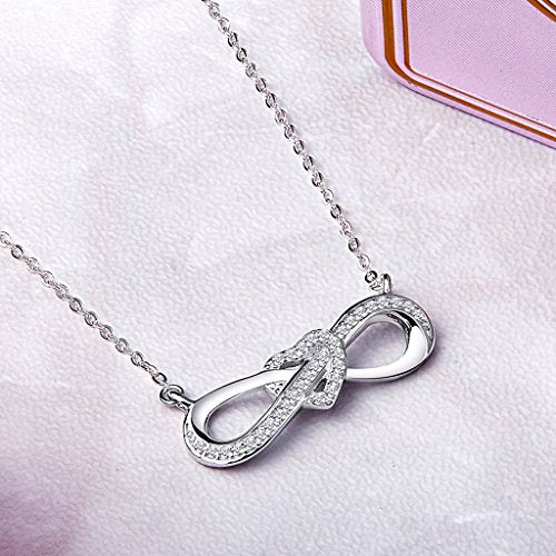 PAHALA 925 Sterling Silver Infinity Love Heart with Crystals Clear CZ Pendant Necklace