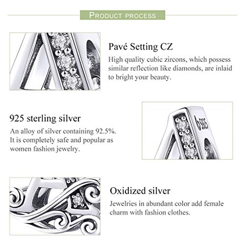 PAHALA 925 Sterling Silver 26 Letters Alphabet with Crystals Charms Beads