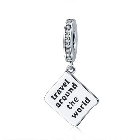 PAHALA 925 Strling Silver Travel Around World Passport with Crystals Charms