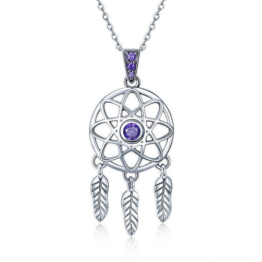 PAHALA 925 Sterling Silver Dream Catcher with Crystal Pendant Necklace