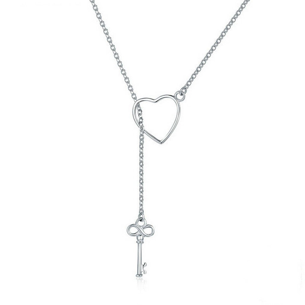 PAHALA 925 Sterling Silver The Key of Heart Pendant Necklace