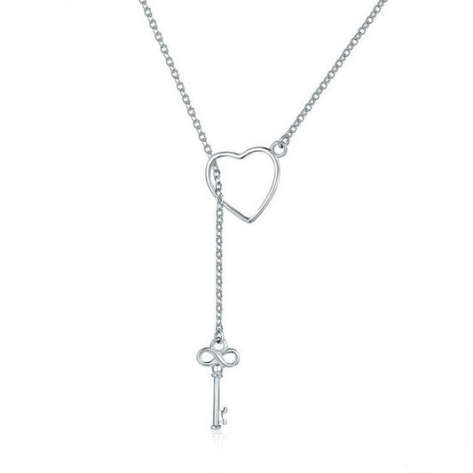 PAHALA 925 Sterling Silver The Key of Heart Pendant Necklace