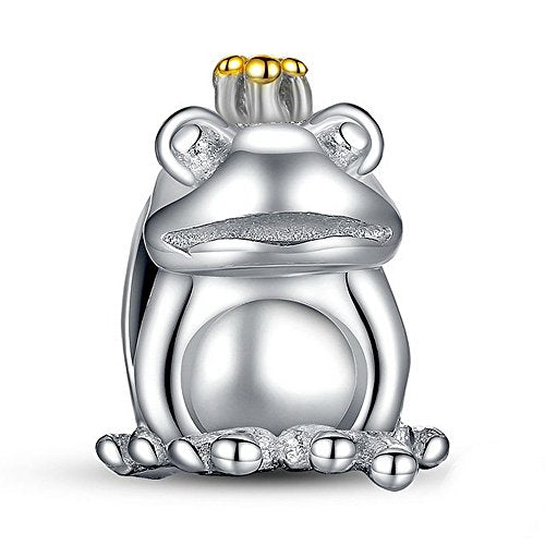 PAHALA 925 Sterling Silver Prince Forg with 14 Gold Plated Crown Fit Bracelets Necklace