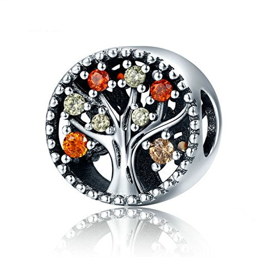 PAHALA 4 Styles 925 Sterling Silver Colorful Tree Beads Charms Fit Bracelets