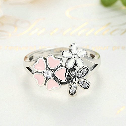 PAHALA 925 Sterling Silver Pink Cherry Crystal Cubic Zirconia Pave Wedding Engagement Band Ring
