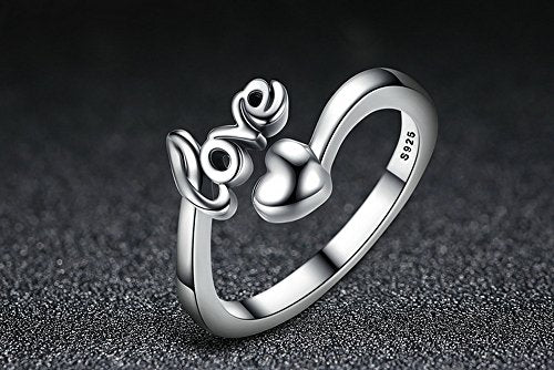 PAHALA 925 Sterling Silver I Love You Heart Weeding Party Ring