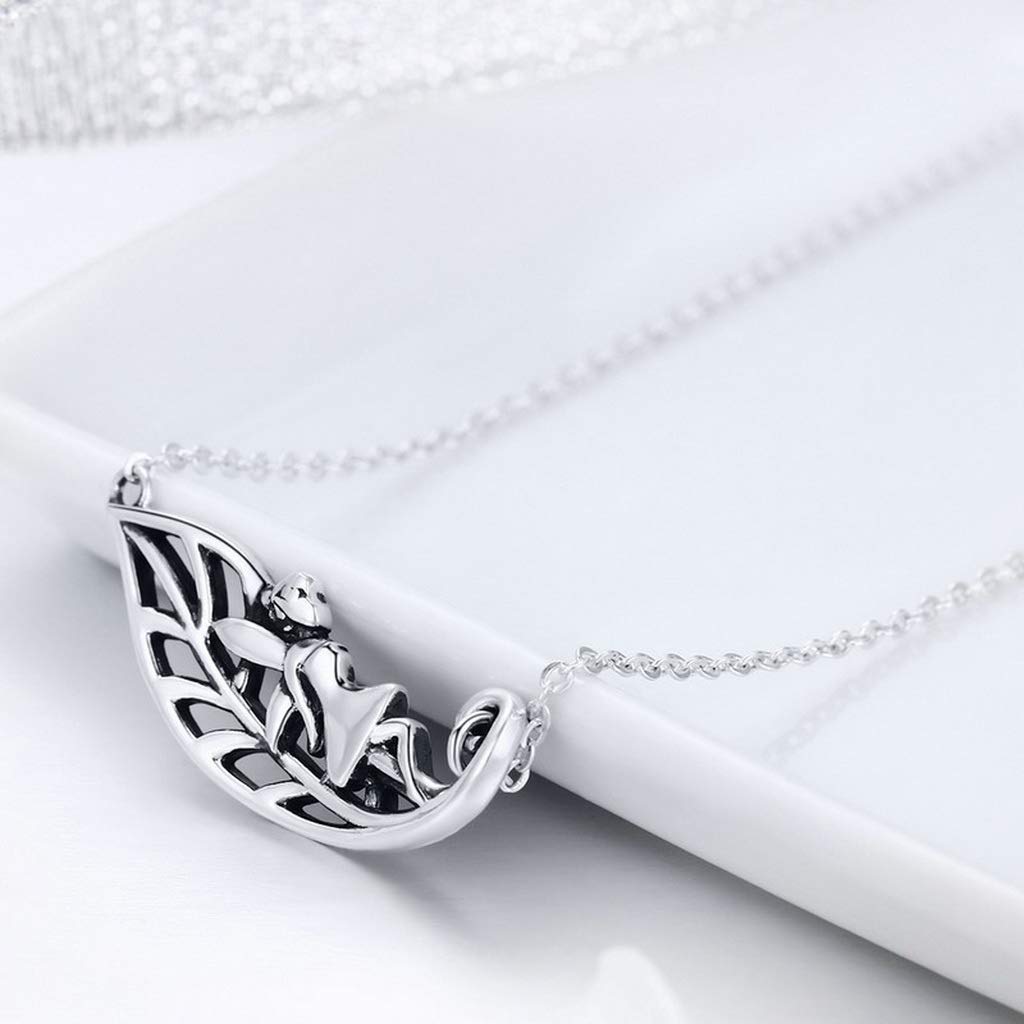 PAHALA 925 Sterling Silver Forest Fairy Tree Leaves Pendant Necklace