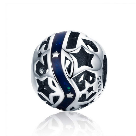 PAHALA 925 Strling Silver Galaxy Star Blue Enamel Charms