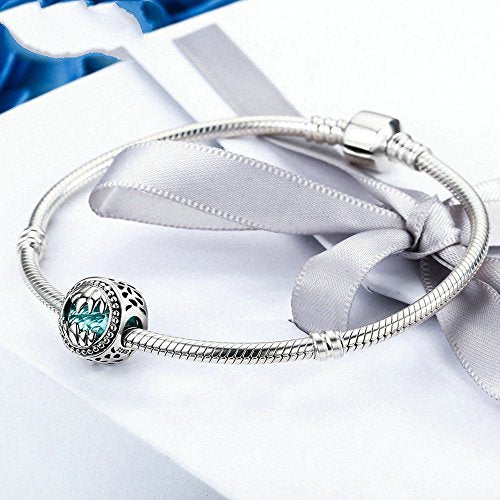 PAHALA 925 Strling Silver Animal Holiding with Crystal Charms Fit Bracelets Necklace