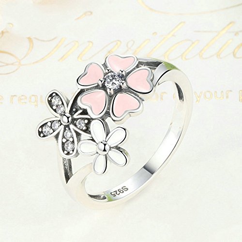 PAHALA 925 Sterling Silver Pink Cherry Crystal Cubic Zirconia Pave Wedding Engagement Band Ring