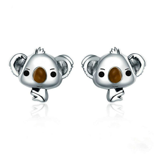 PAHALA 925 Sterling Silver Cute Koala Bear Stud Earrings
