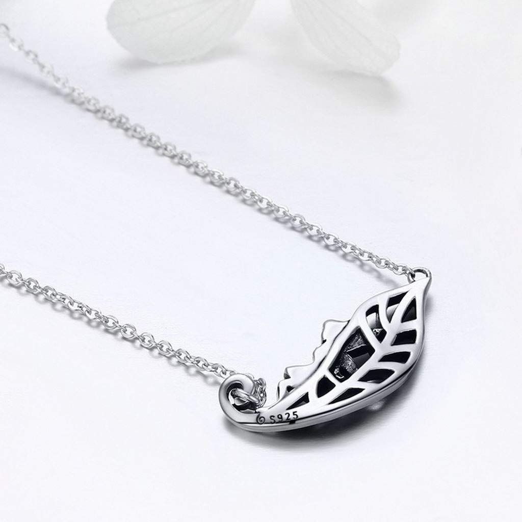 PAHALA 925 Sterling Silver Forest Fairy Tree Leaves Pendant Necklace